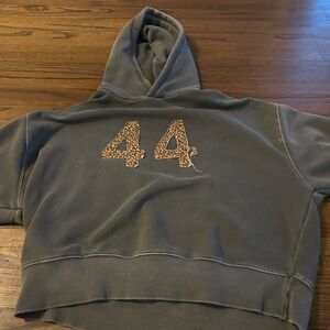 Gray Hoodie with Leopard Print Number